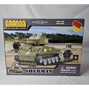 Best-Lock Construction Toys Sherman Tank, 160 Pieces, licensed by US Army, NEW